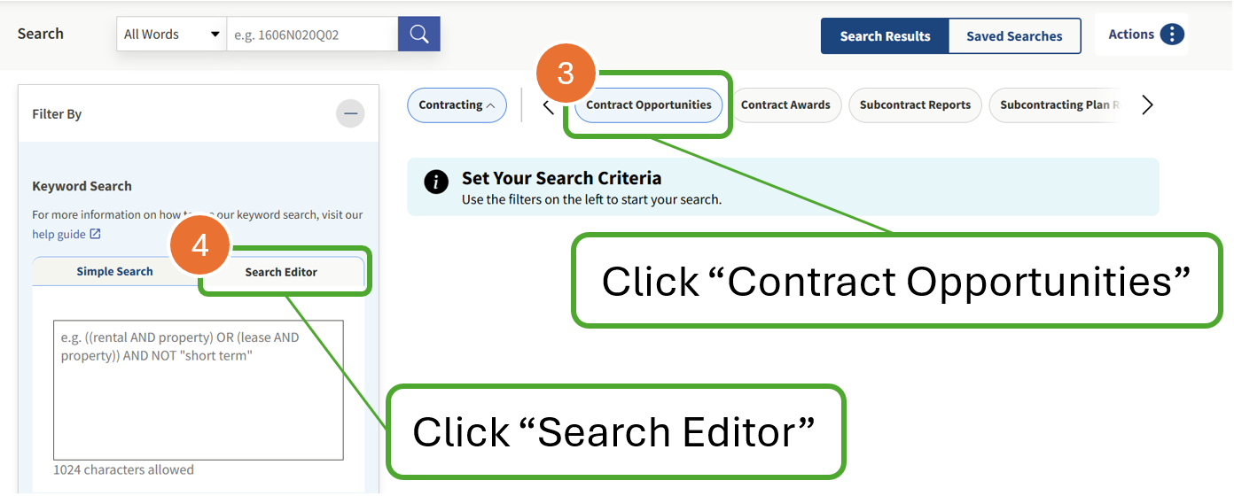 Navigate to the Contract Opportunities page of SAM.gov